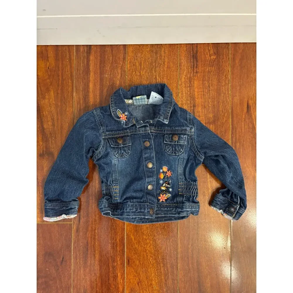 Vintage Disney Mickey Original Infant Denim Jacket Embroidered Minnie 24 M Snap